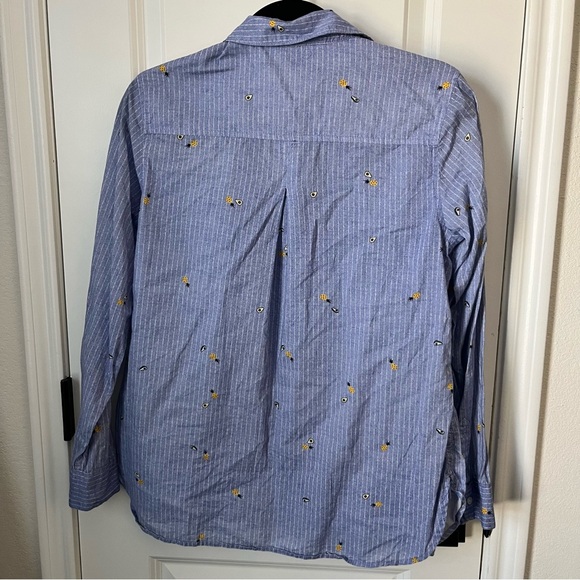 Blue Striped Pineapple & Avocado Button-Up Shirt - Women M - Picture 2 of 7